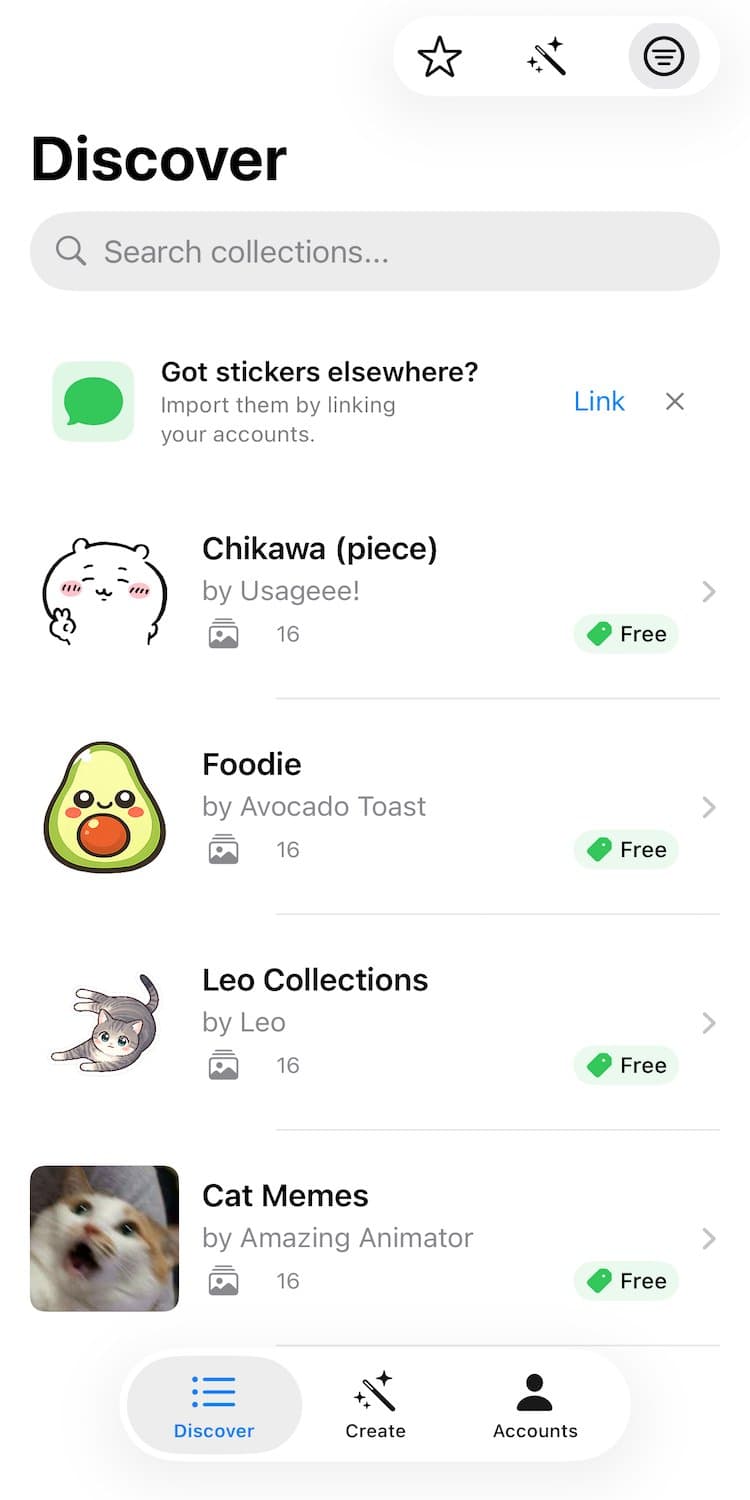 Browse sticker collections