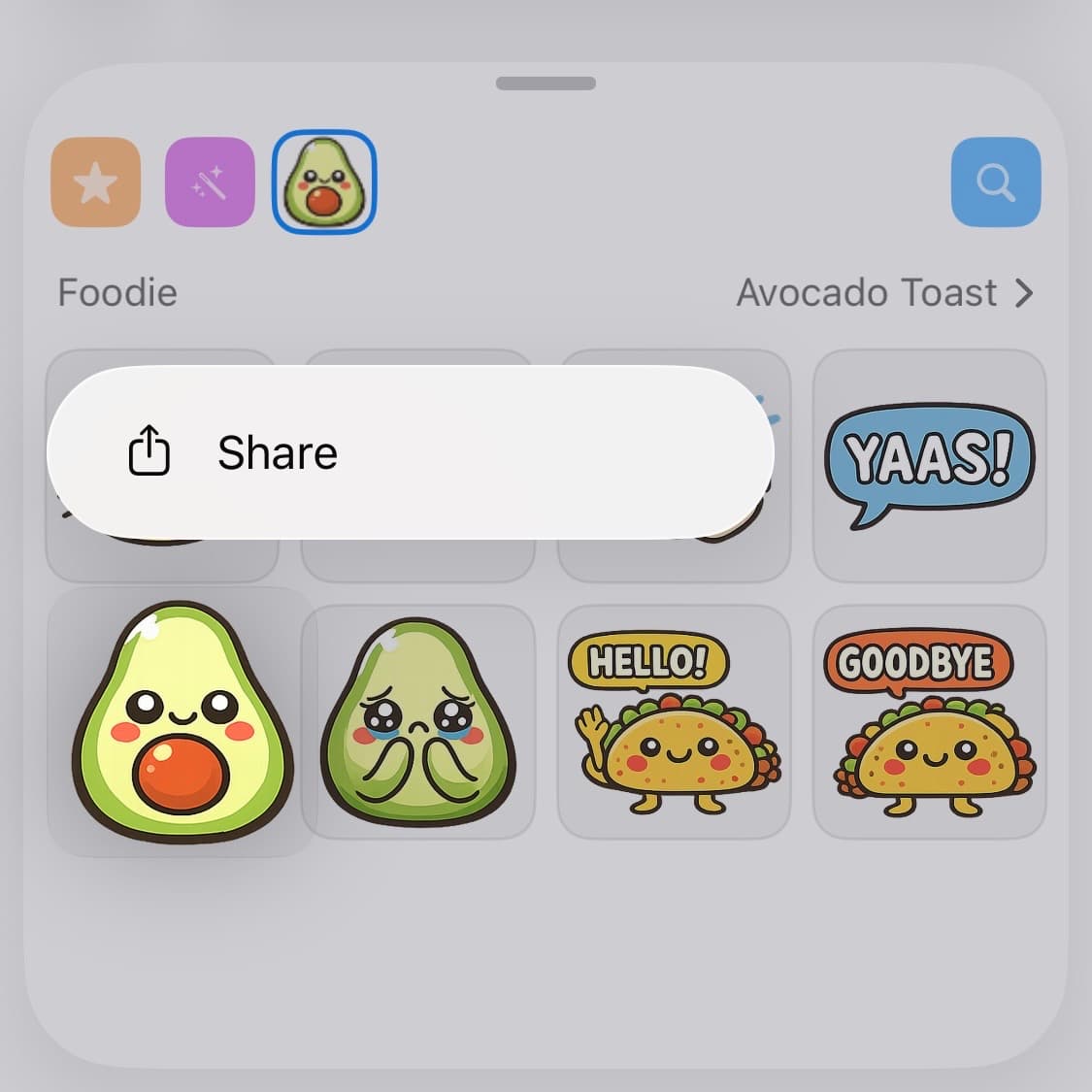 Share sticker in iMessage screenshot